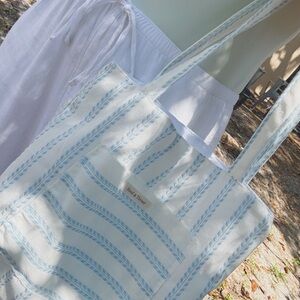 Blue Stripe Canvas Tote Bag
